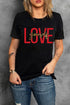 Black Love Yourself Glitter Pattern Print Short Sleeve T Shirt
